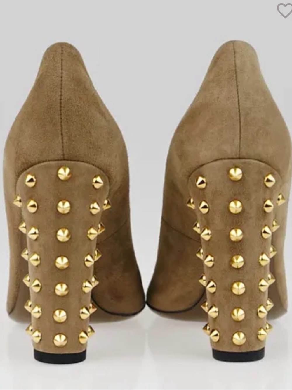 GUCCI GOLD STUDDED SUEDE PUMPS US 6.5